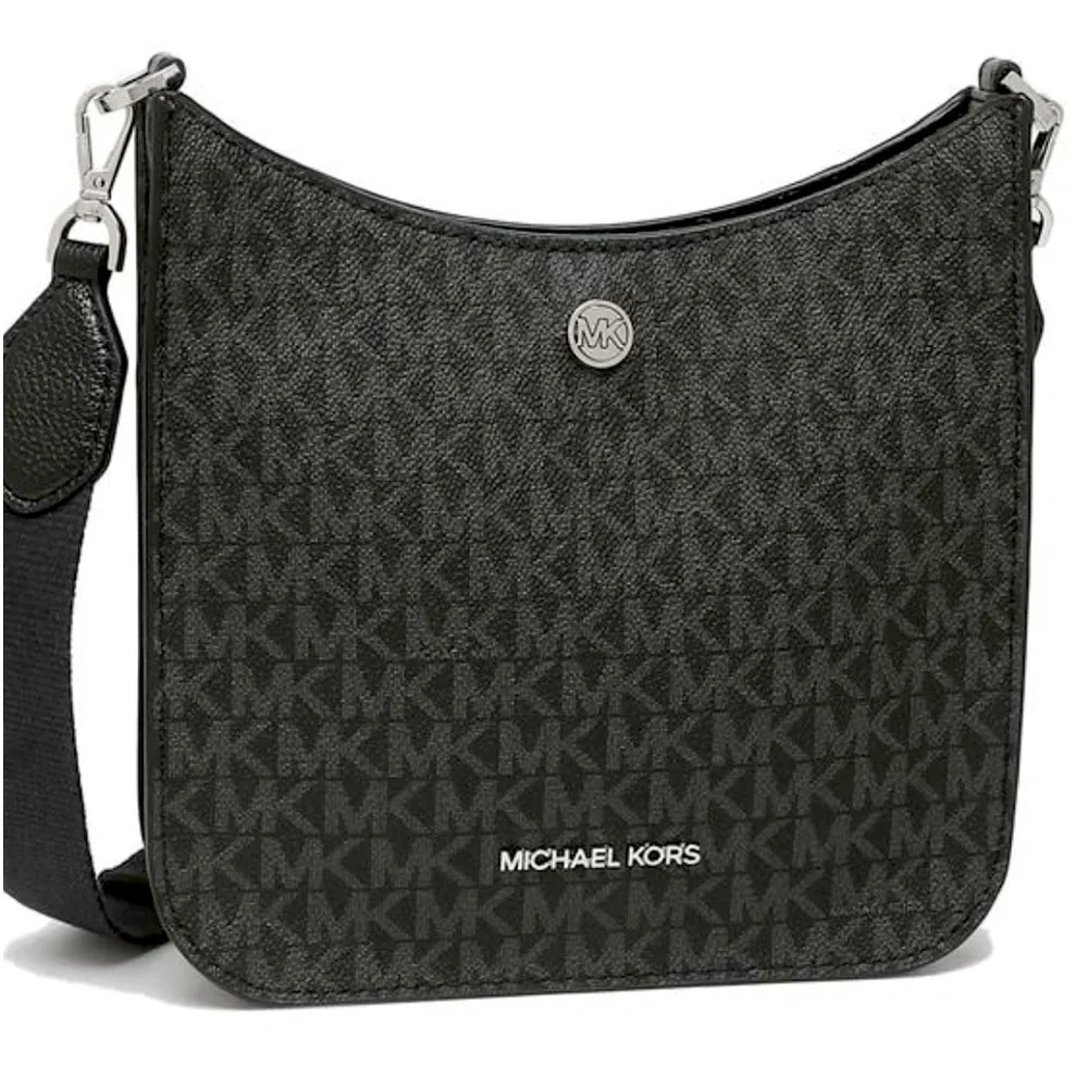 MICHAEL KORS Briley Small Logo Messenger Bag BLACK SIGNATURE COLOR